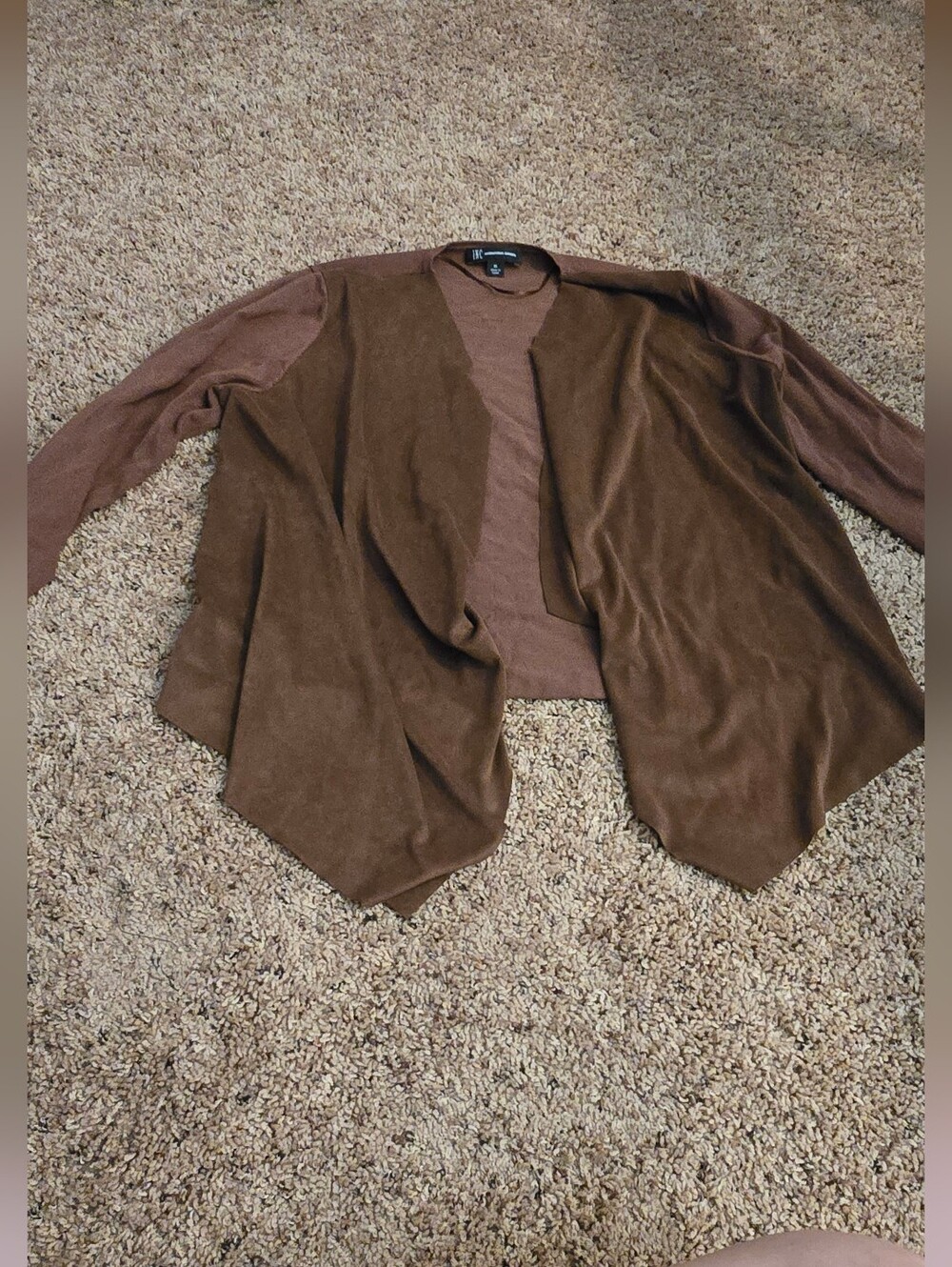 INC International Concepts Brown Open-Front Draped Cardigan